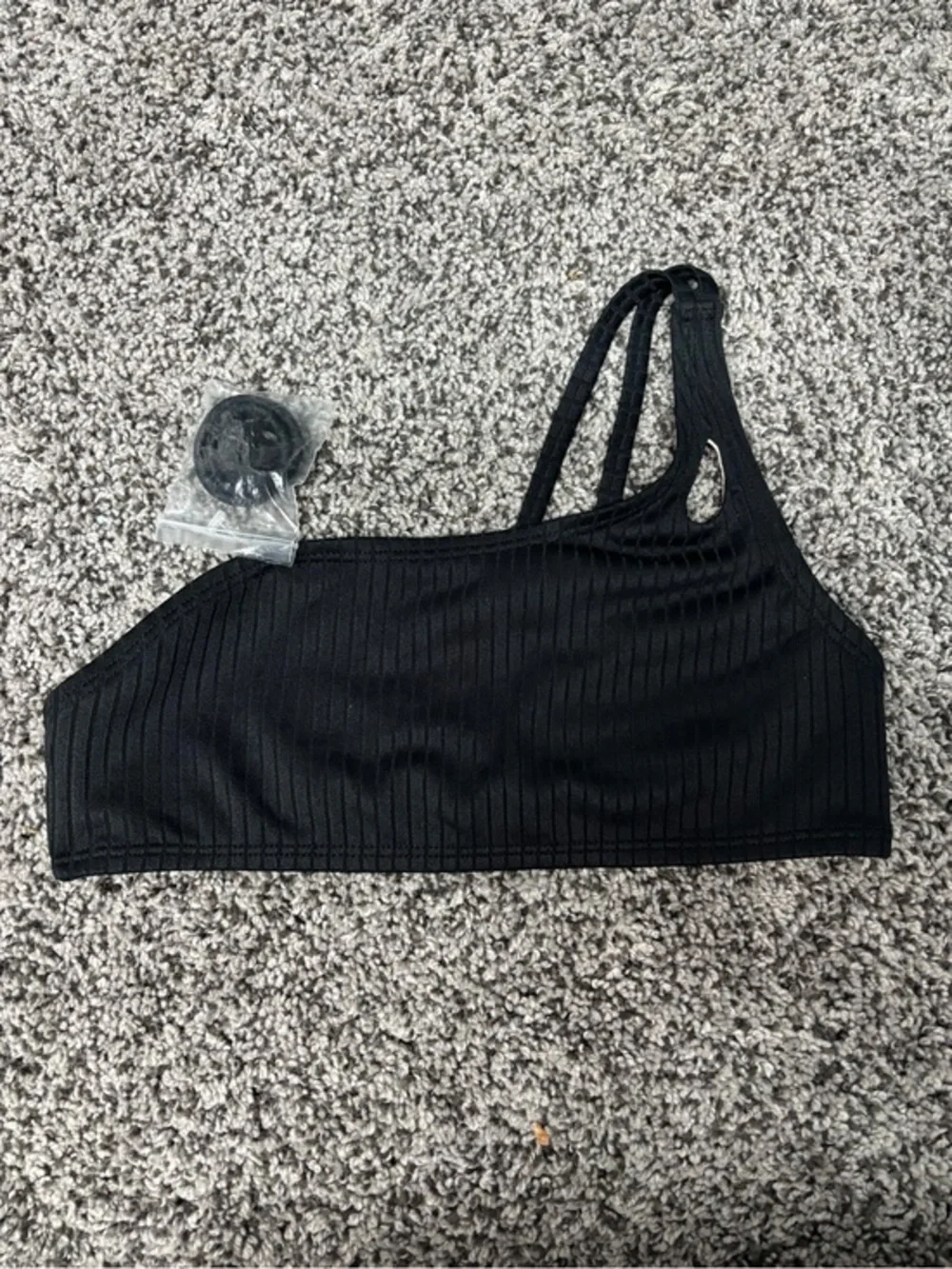 art class Black Ribbed One-Shoulder Kids Swim Top